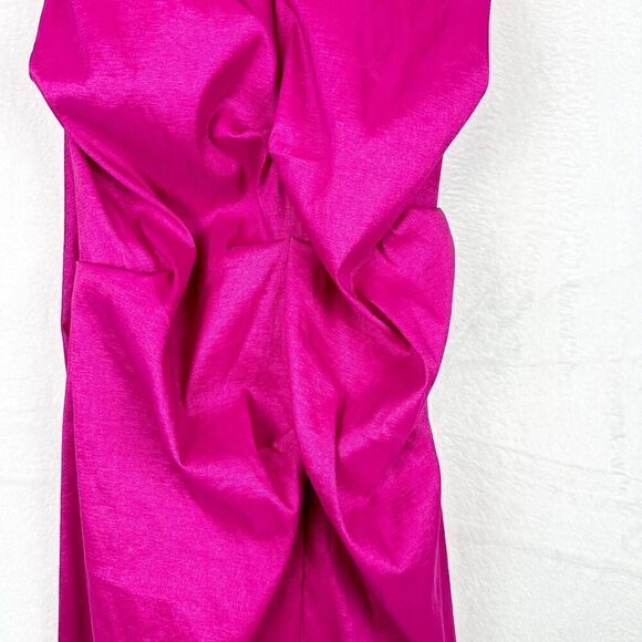 Cache Vintage 90s Y2K Satin One Shoulder Bow Detail Cocktail Dress Size 8 Pink - Picture 8 of 11